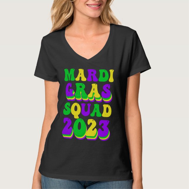 Retro Mardi Gras Squad 2023 Leopard Print Family M T-Shirt (Vorderseite)