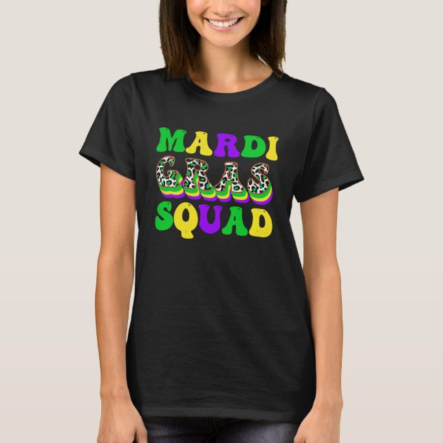 Retro Mardi Gras Squad Leopard Print Family Matchi T-Shirt (Vorderseite)