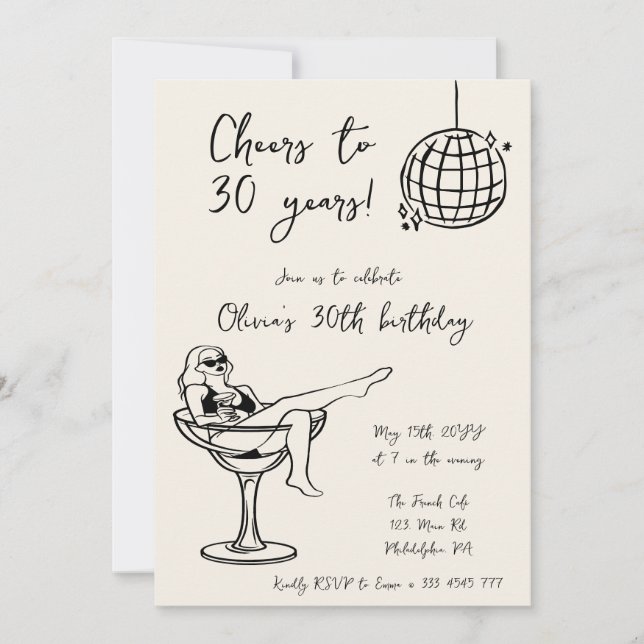 Retro Marg feiert Geburtstagsfeier Einladung (Vorderseite)