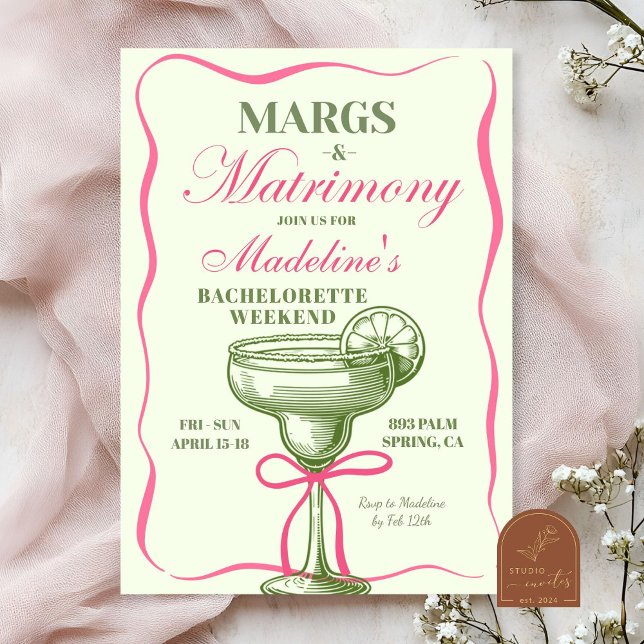 Retro Margaritas und Matrimony Bachelorette Einladung (Von Creator hochgeladen)