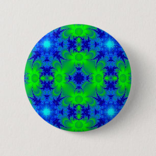 Retro Margeriten u. Sterne Artdeco in grün blau Button