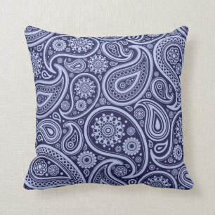 Retro Marine-Blau-Paisley-Muster Kissen