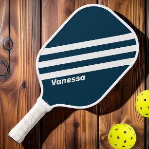 Retro-Marine mit drei Streifen und Namen Pickleball Schläger