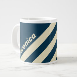 Retro-Marine-Verblassung Drei Streifen mit Namen Jumbo-Tasse