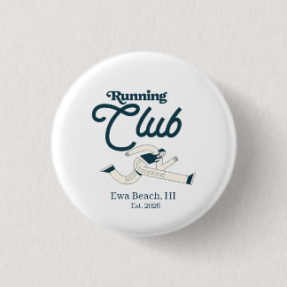 Retro Marineblau Laufclub Personalisierte Grafik Button