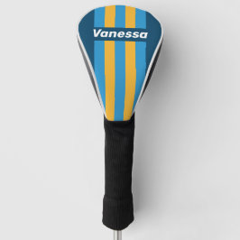 Retro Marineblaue Nadelstreifen mit Namen Golf Headcover
