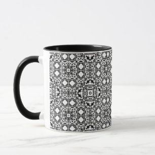 Retro marokkanische Schwarz-Weiß-Muster-Tasse Tasse