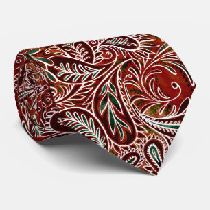 Retro Maroon Aquamarin Paisley Pattern Krawatte