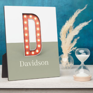 Retro-Marquee-Buchstabe D Personalisiert Fotoplatte
