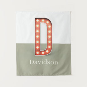 Retro Marquee Letter D Personalisiert Wandteppich