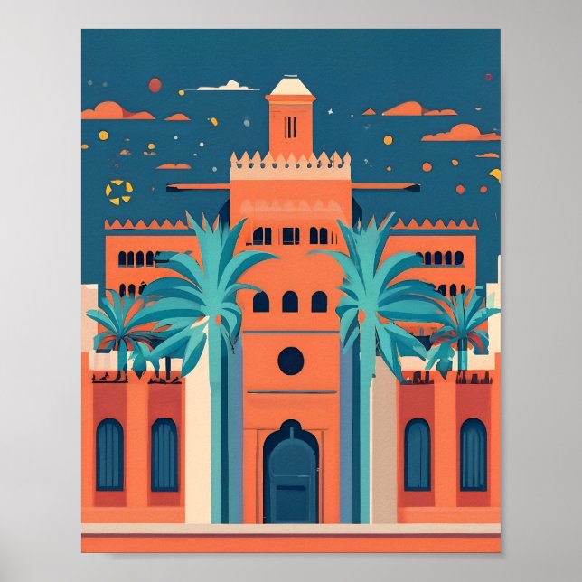 Retro Marrakech Landschaft Parco Tassino Poster (Vorne)