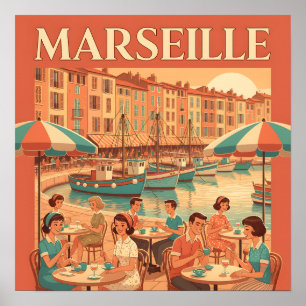 Retro Marseille : Französische Riviera der 50er Ja Poster
