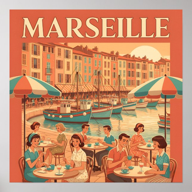 Retro Marseille : Französische Riviera der 50er Ja Poster (Vorne)