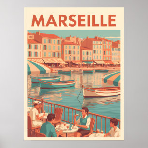 Retro Marseille Reisen: Französische Riviera Poster