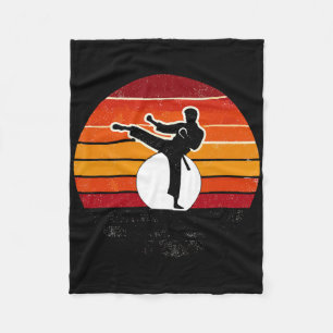 Retro Martial Arts Sunset Silhouette Kick - Karate Fleecedecke