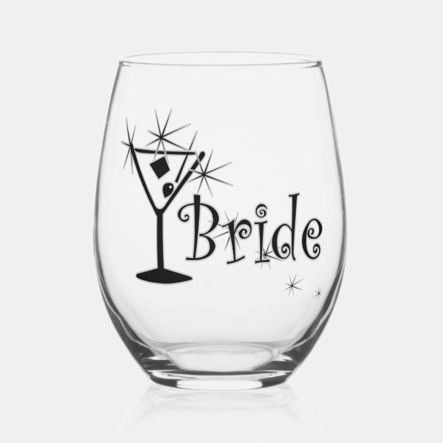 Retro Martini - Bride Weinglas Ohne Stiel (Vorderseite)
