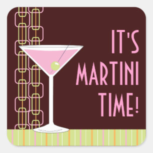 Retro Martini-Cocktail-Aufkleber Quadratischer Aufkleber