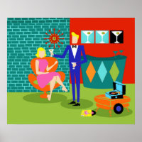 Retro Martini Couple Poster