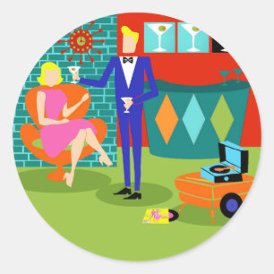 Retro Martini Couple Stickers