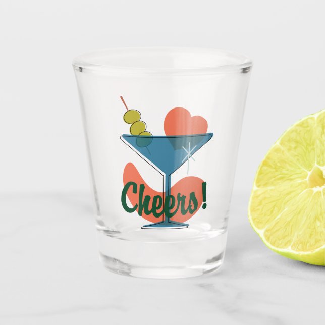 Retro Martini Madness Cheert Shot Glass Schnapsglas (Vorderseite)