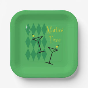 Retro Martini Napkins Pappteller