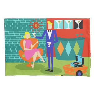 Retro Martini-Paar-Kissenbezug Kissenbezug