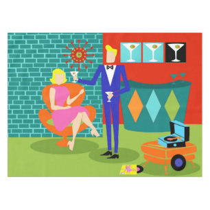 Retro Martini-Paar-Tischdecke Tischdecke