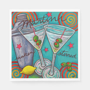 Retro Martini Paper Napkins Serviette