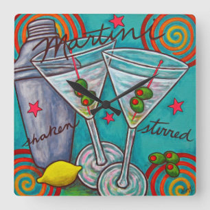 Retro Martini Square Wall Clock, Lisa Lorenz Quadratische Wanduhr