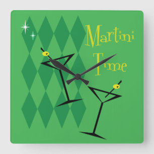Retro Martini Wall Clock Quadratische Wanduhr