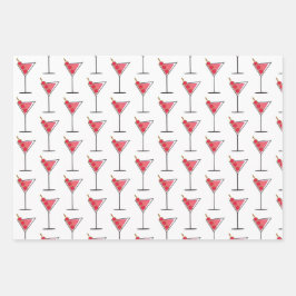 Retro Martinis 3 Wege Umhüllen Paperblatt Set 3 Geschenkpapier Set