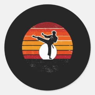 Retro-Märtyr-Kunst-Sonnenuntergangs-Silhouette-Tri Runder Aufkleber