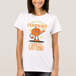 Retro Maskottchen Pumpkin Spice Latte Lustiger Her T-Shirt