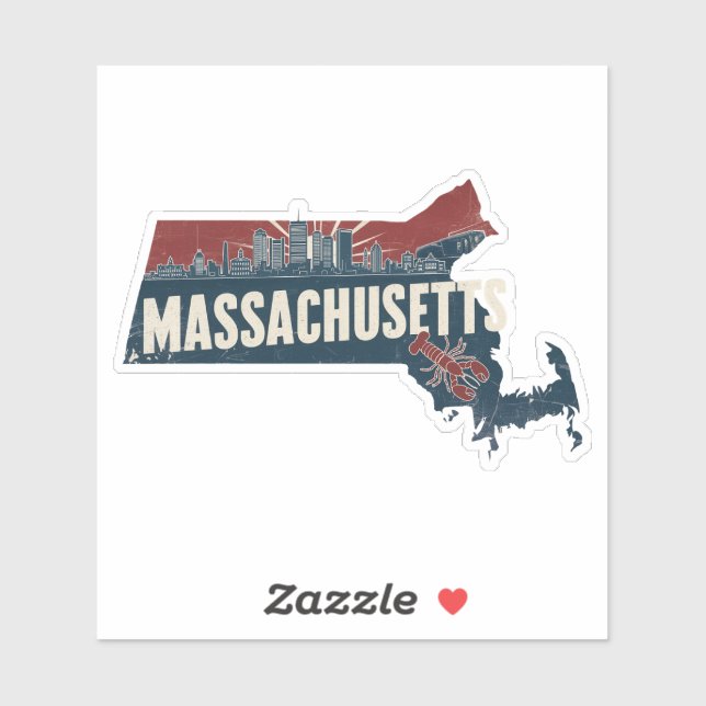 Retro Massachusetts Aufkleber (Blatt)