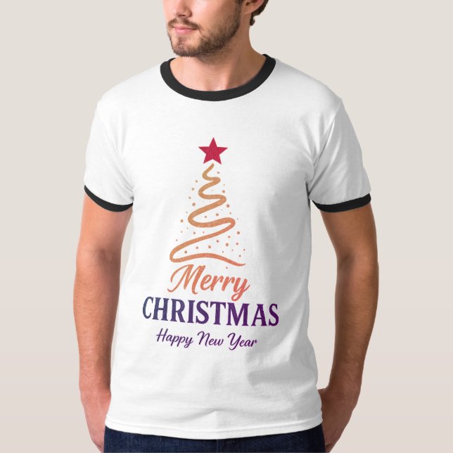 Retro Matching Christmas Ringer Tee USA (Vorderseite)
