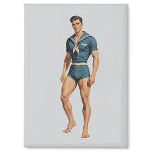 Retro-Matrose in navyblauem Badeanzug