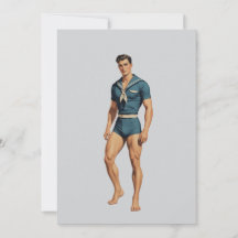 Retro-Matrose in navyblauem Badeanzug