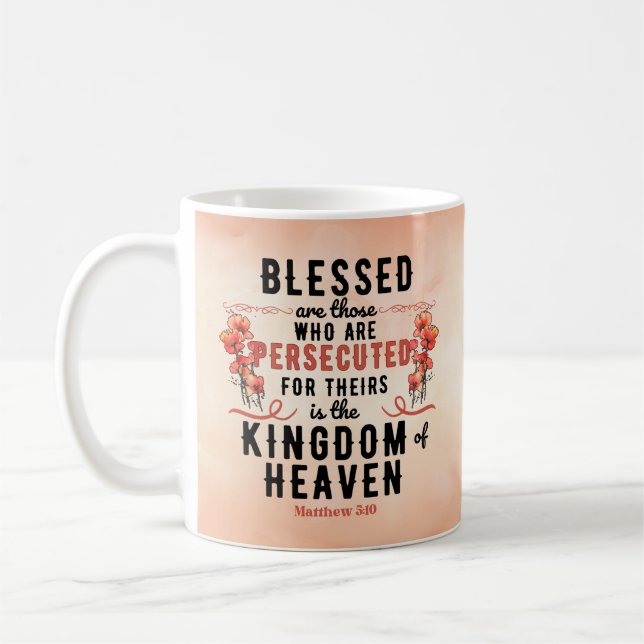 Retro Matthew 5:10 Poppies Wasserfarbe Kaffeetasse (Links)