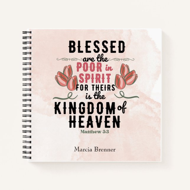 Retro Matthew 5:3 Tulips Wasserfarbe Notizbuch (Vorderseite)