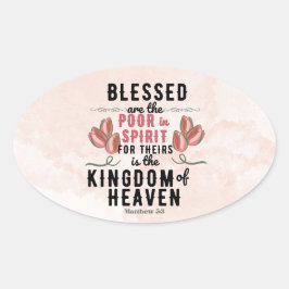 Retro Matthew 5:3 Tulips Wasserfarbe Ovaler Aufkleber