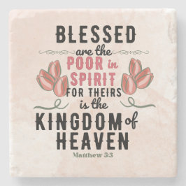 Retro Matthew 5:3 Tulips Wasserfarbe Steinuntersetzer