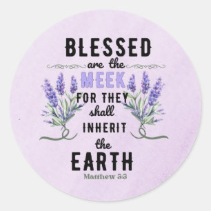 Retro Matthew 5:5 Lavender Wasserfarbe Runder Aufkleber