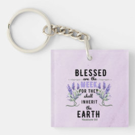 Retro Matthew 5:5 Lavender Wasserfarbe Schlüsselanhänger
