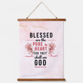 Retro Matthew 5:8 Calla-Lilien Wandteppich Mit Holzrahmen