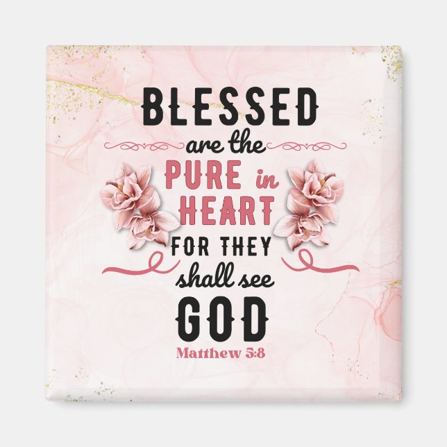 Retro Matthew 5:8 Calla Lilien Wasserfarbe Magnet (Vorne)