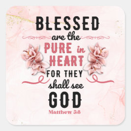 Retro Matthew 5:8 Calla Lilien Wasserfarbe Quadratischer Aufkleber