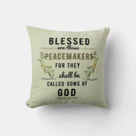 Retro Matthew 5:9 Olive Branch Watercolor Kissen