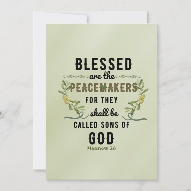 Retro Matthew 5:9 Olive Branch Watercolor Mitteilungskarte (Vorderseite)
