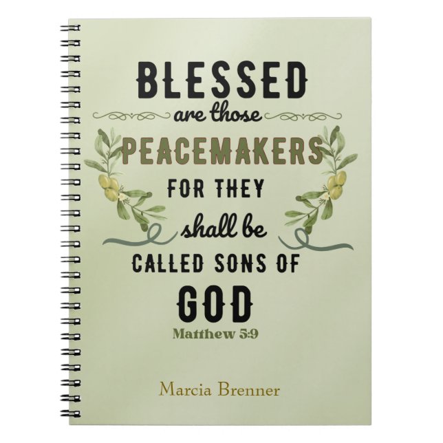 Retro Matthew 5:9 Olive Branch Watercolor Notizblock (Vorderseite)