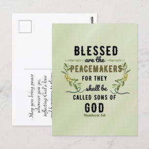 Retro Matthew 5:9 Olive Branch Watercolor Postkarte